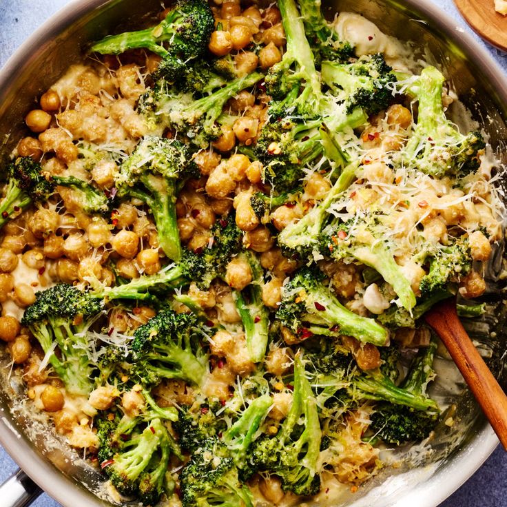 Chickpea Broccoli Alfredo Skillet